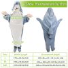Wearable Shark Sleeping Bag Shark Onesie X-XXL Size Soft Comfortable Flannel Blanket With Zipper Suitable For Adult Children Height 4.2FT to 5.5FT